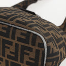 FENDI Zucca Canvas Hand Bag Black Brown Silver Auth am10298-9