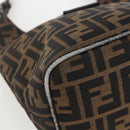 FENDI Zucca Canvas Hand Bag Black Brown Silver Auth am10298-14