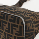 FENDI Zucca Canvas Hand Bag Black Brown Silver Auth am10298-15