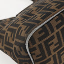 FENDI Zucca Canvas Hand Bag Black Brown Silver Auth am10298-16