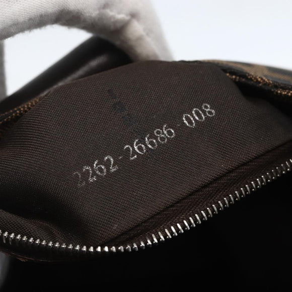 FENDI Zucca Canvas Hand Bag Black Brown Silver Auth am10298