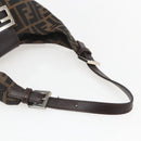 FENDI Zucca Canvas Hand Bag Black Brown Silver Auth am10298-7