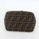 FENDI Zucca Canvas Hand Bag Black Brown Silver Auth am10298-5