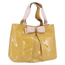 Salvatore Ferragamo Vala Hand Bag Enamel Yellow Gold Auth am10303-1