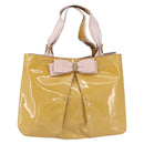 Salvatore Ferragamo Vala Hand Bag Enamel Yellow Gold Auth am10303-13