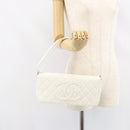 CHANEL Matelasse Chain Shoulder Bag Caviar Skin White Silver CC Auth am10305V-25