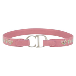 Christian Dior CD Flower Belt Leather Size 85 Pink Auth am10306V