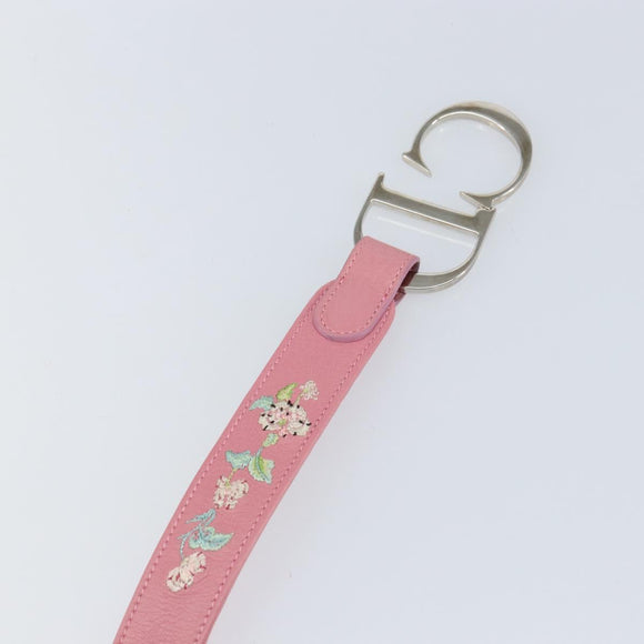 Christian Dior CD Flower Belt Leather Size 85 Pink Auth am10306V