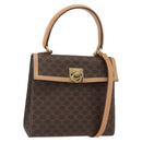 CELINE Macadam Canvas Hand Bag PVC Leather 2way Brown Gold Auth am10307V-1