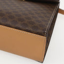 CELINE Macadam Canvas Hand Bag PVC Leather 2way Brown Gold Auth am10307V-15