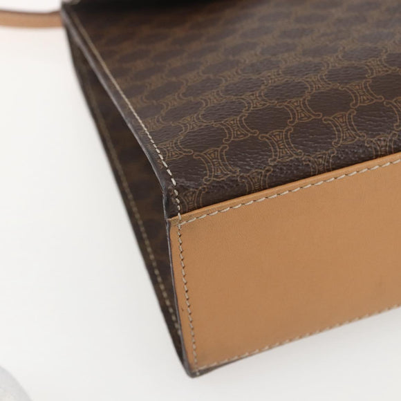 CELINE Macadam Canvas Hand Bag PVC Leather 2way Brown Gold Auth am10307V