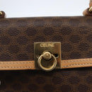 CELINE Macadam Canvas Hand Bag PVC Leather 2way Brown Gold Auth am10307V-19