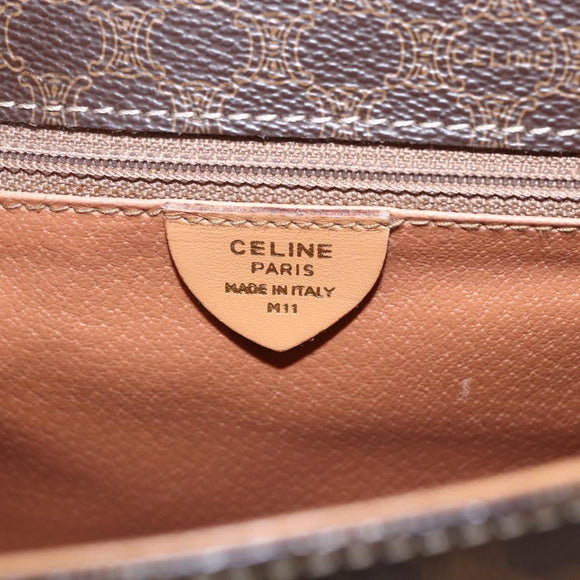 CELINE Macadam Canvas Hand Bag PVC Leather 2way Brown Gold Auth am10307V