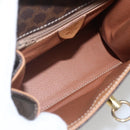 CELINE Macadam Canvas Hand Bag PVC Leather 2way Brown Gold Auth am10307V-10