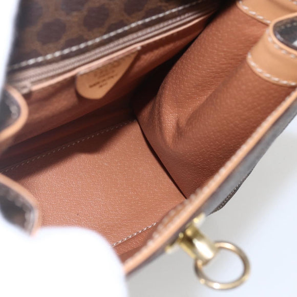 CELINE Macadam Canvas Hand Bag PVC Leather 2way Brown Gold Auth am10307V