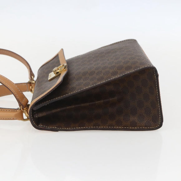 CELINE Macadam Canvas Hand Bag PVC Leather 2way Brown Gold Auth am10307V