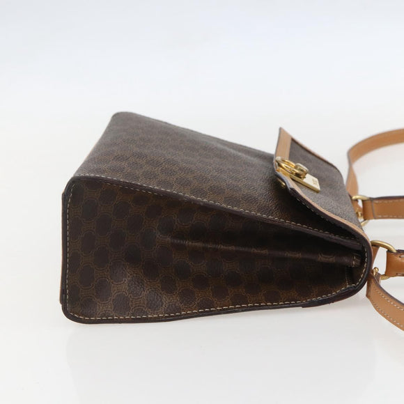 CELINE Macadam Canvas Hand Bag PVC Leather 2way Brown Gold Auth am10307V