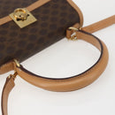 CELINE Macadam Canvas Hand Bag PVC Leather 2way Brown Gold Auth am10307V-7
