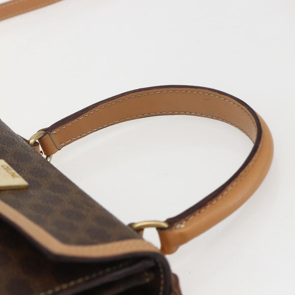 CELINE Macadam Canvas Hand Bag PVC Leather 2way Brown Gold Auth am10307V