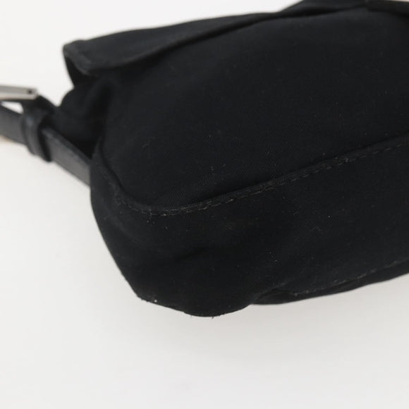 FENDI Jersey Mamma bucket Shoulder Bag Nylon Black Silver Auth am10308V