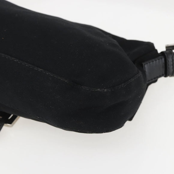 FENDI Jersey Mamma bucket Shoulder Bag Nylon Black Silver Auth am10308V