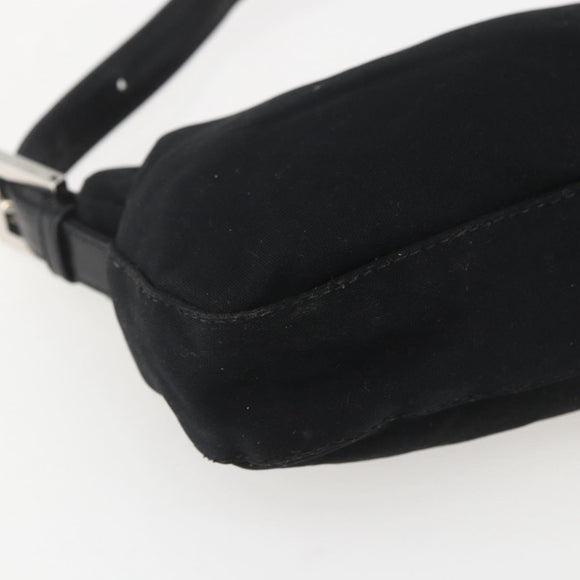 FENDI Jersey Mamma bucket Shoulder Bag Nylon Black Silver Auth am10308V