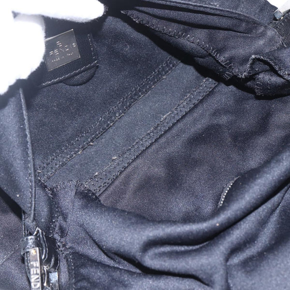 FENDI Jersey Mamma bucket Shoulder Bag Nylon Black Silver Auth am10308V