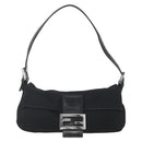 FENDI Jersey Mamma bucket Shoulder Bag Nylon Black Silver Auth am10308V-13