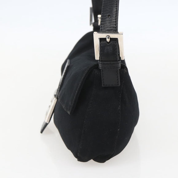 FENDI Jersey Mamma bucket Shoulder Bag Nylon Black Silver Auth am10308V