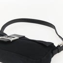 FENDI Jersey Mamma bucket Shoulder Bag Nylon Black Silver Auth am10308V-8