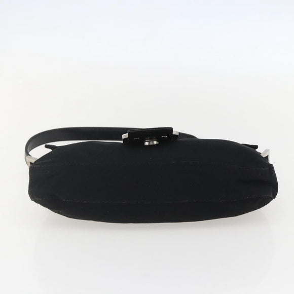 FENDI Jersey Mamma bucket Shoulder Bag Nylon Black Silver Auth am10308V