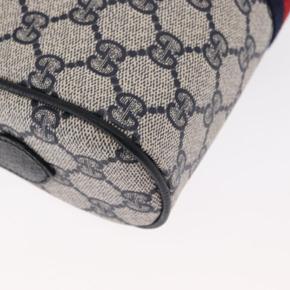 GUCCI GG Supreme Sherry Line Shoulder Bag PVC Navy Red 89 02 004 Auth am10314