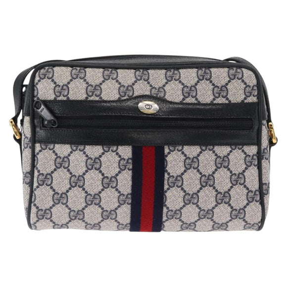 GUCCI GG Supreme Sherry Line Shoulder Bag PVC Navy Red 89 02 004 Auth am10314