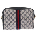 GUCCI GG Supreme Sherry Line Shoulder Bag PVC Navy Red 89 02 004 Auth am10314-2