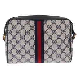 GUCCI GG Supreme Sherry Line Shoulder Bag PVC Navy Red 89 02 004 Auth am10314 - 0