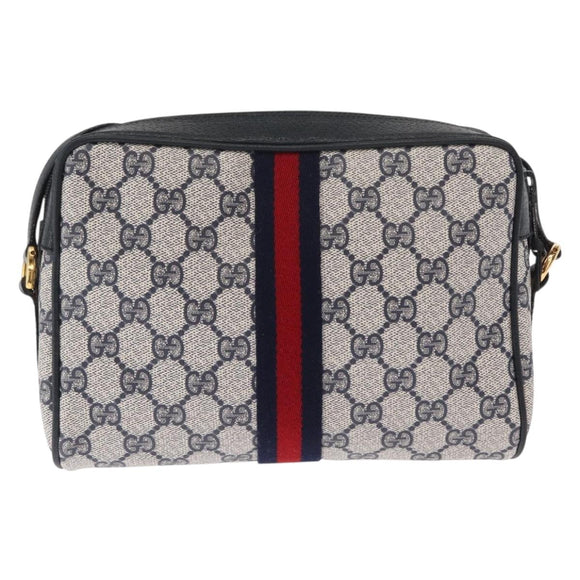 GUCCI GG Supreme Sherry Line Shoulder Bag PVC Navy Red 89 02 004 Auth am10314