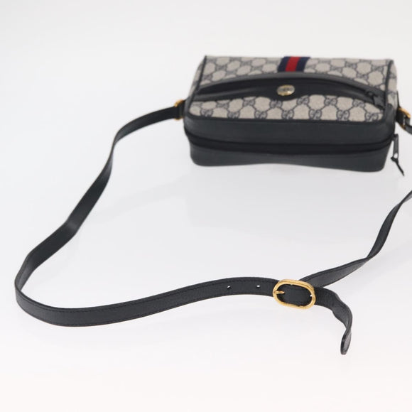 GUCCI GG Supreme Sherry Line Shoulder Bag PVC Navy Red 89 02 004 Auth am10314