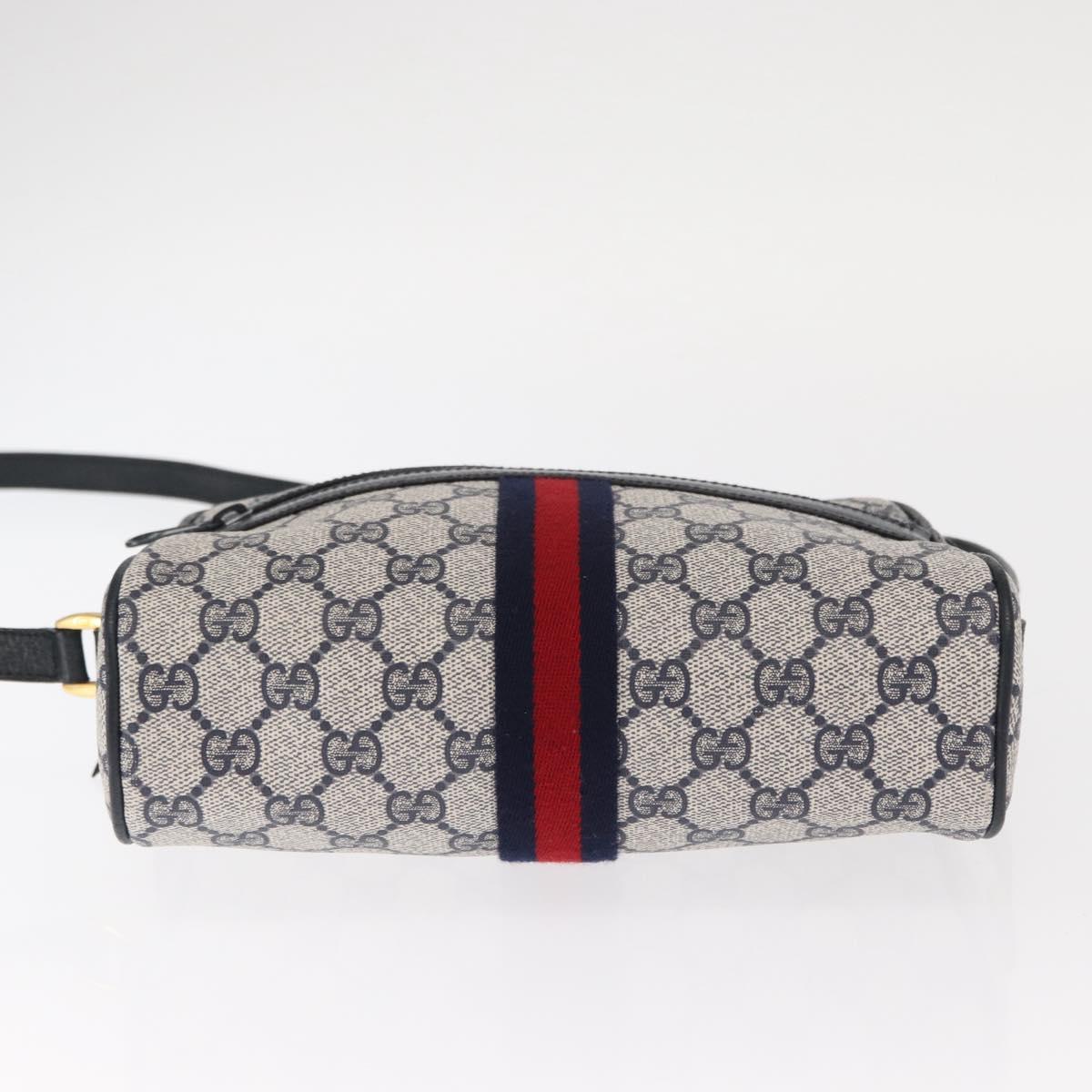 GUCCI GG Supreme Sherry Line Shoulder Bag PVC Navy Red 89 02 004 
