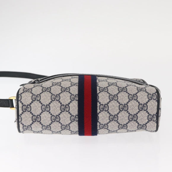 GUCCI GG Supreme Sherry Line Shoulder Bag PVC Navy Red 89 02 004 Auth am10314