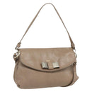 Chloe Lily Hand Bag Leather 2way Beige Silver Auth am10316-1