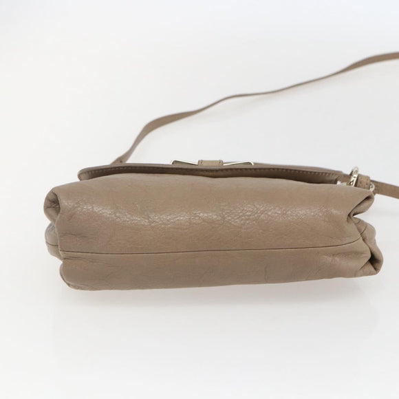 Chloe Lily Hand Bag Leather 2way Beige Silver Auth am10316