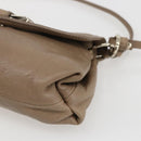 Chloe Lily Hand Bag Leather 2way Beige Silver Auth am10316-10