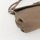 Chloe Lily Hand Bag Leather 2way Beige Silver Auth am10316-15