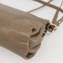 Chloe Lily Hand Bag Leather 2way Beige Silver Auth am10316-16