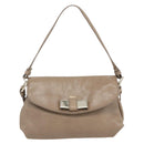 Chloe Lily Hand Bag Leather 2way Beige Silver Auth am10316-13