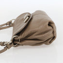 Chloe Lily Hand Bag Leather 2way Beige Silver Auth am10316-3