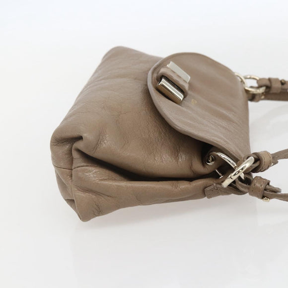 Chloe Lily Hand Bag Leather 2way Beige Silver Auth am10316