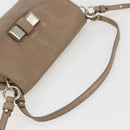 Chloe Lily Hand Bag Leather 2way Beige Silver Auth am10316-7