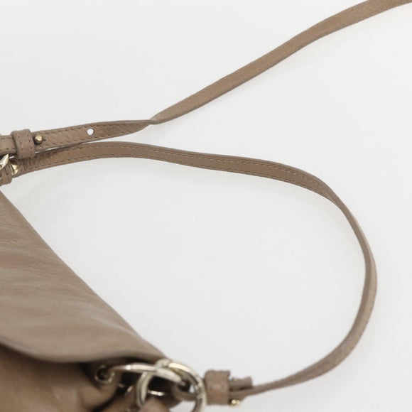 Chloe Lily Hand Bag Leather 2way Beige Silver Auth am10316