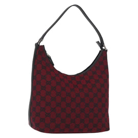 GUCCI GG Canvas Shoulder Bag Red Silver 257282 Auth am10319V